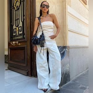 Zara Set - Ecru ZW Strapless Bustier & ZW Mid-Rise Loose Fit Jeans